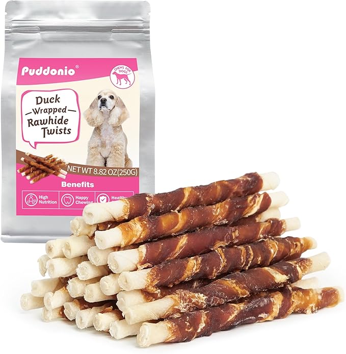 Dog Treats, 5 Inch Duck Wrapped Rawhide Sticks for Dogs, Teeth Cleaning Dog Chew Snacks for Puppy and Small Dogs, 8.8oz