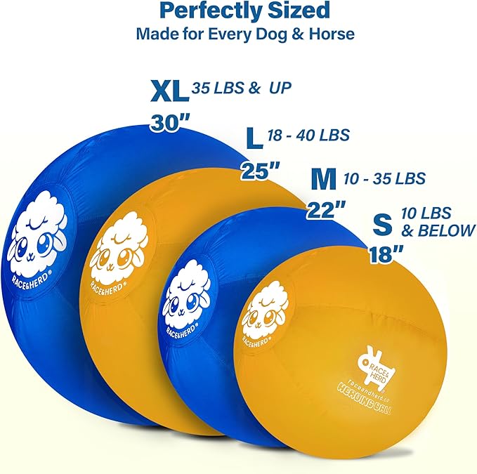 Race&Herd 18" Original XXL Herding Ball for Dogs - Giant Herding Dog Ball Australian Shepherds, Herding Toys, Dog Training Toy for Small Breeds, Dog Toy for Outdoor Play (for Small Dogs, Blue)