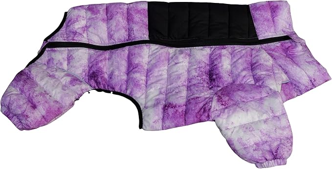 Micai Dog Jacket, 4-Legs Covered Waterproof Windproof Reflective Warm Vest, Zippered Adjustable Outdoor Dog Snow Jacket for Small to XXL Dogs-Purple