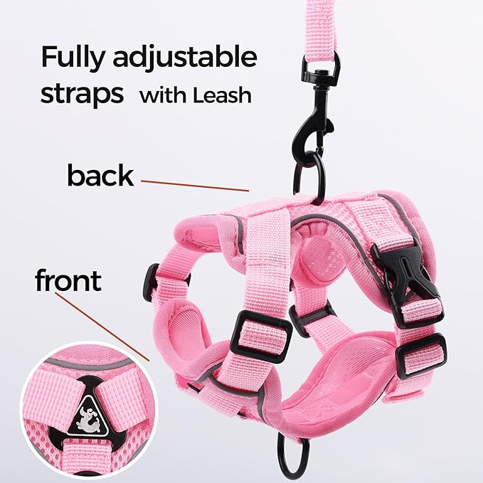 Cat Harness and Leash Set Escape Proof Tactical Extra Large Kitten Harness Emotional Support Cat Vest, Pink, XXL