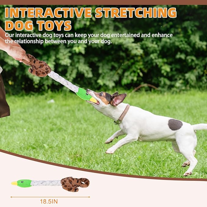 KOOLTAIL Duck Dog Toys, Tough Plush Dog Chew & Squeaky Toys with Crinkle Paper, Interactive Training & Tug of War Puppy Teething Toy for Indoor Outdoor Play, Soft Pet Toy for Small Medium Large Dogs