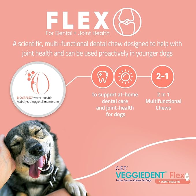 Virbac C.E.T. VEGGIEDENT Flex Tartar Control Chews for Dogs - Medium