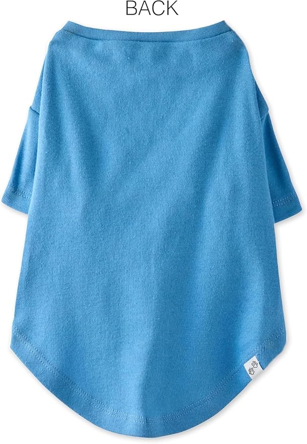 Toby II - The Perfect Tee, 8 Pack Short Sleeve Pet T-Shirt 100% Organic Cotton Tees Clothes for Small, Medium, Large Dogs, Rainbow Blue, Small