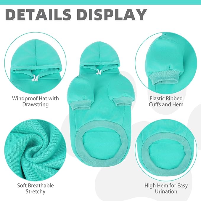 KOOLTAIL Basic Dog Hoodie - Soft and Warm Pet Hoodie Sweater with Leash Hole and Pocket, Dog Winter Coat, Cold Weather Clothes Sweatshirt for Small Medium Large Dogs Puppy Cat Boys Girls Lake Blue XXL