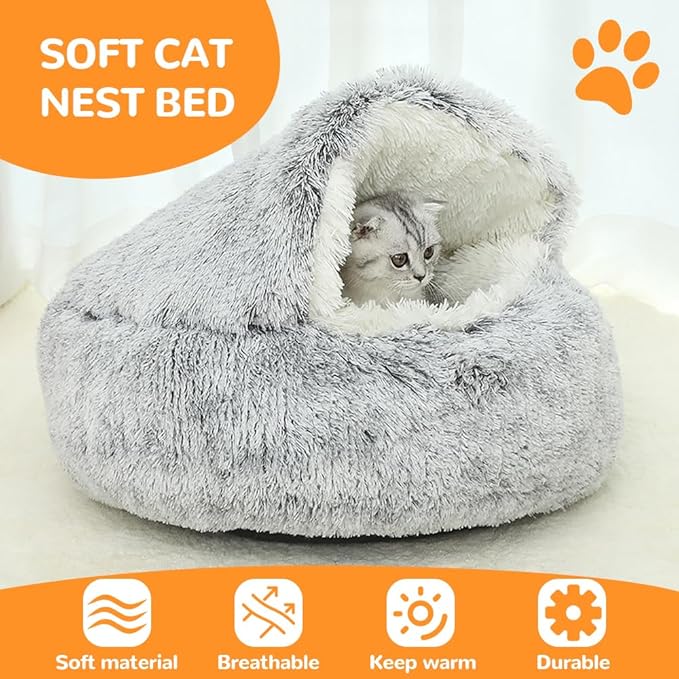 Lapcatz Nest Bed, 2026 Upgraded Cat Beds for Indoor Cats, Portable Fluffy Pet Bed, Durable Covered Cat Bed for Indoor Use, Soft Puppy Bed for Pet Owners (Pink, Medium)