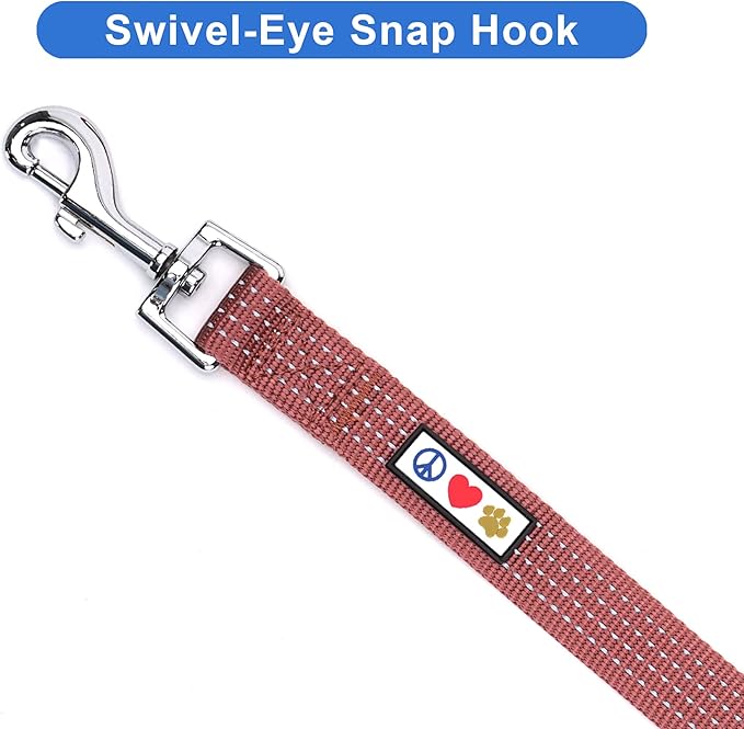 Pawtitas 6 FT Pet Puppy Leash Reflective Dog Leash Comfortable Handle Highly Reflective Threads Heavy Duty Dog Training Leash Available as a 6 ft Small Dog Marsala Leash