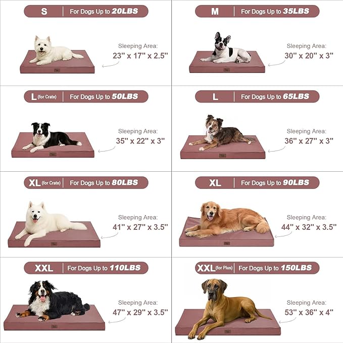 Outdoor Extra Large Dog Bed, Jumbo Waterproof Dog Bed for Large Dogs, Orthopedic Egg Crate Foam Pet Mat with Removable Oxford Cooling Cover, Pink