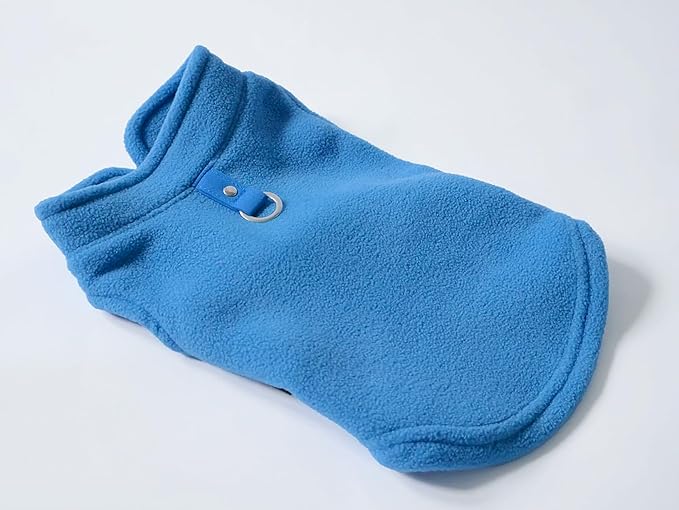 JACKO & CO - Fleece Vest Dog Sweater with Leash Ring - Soft, Warm & Lightweight Pullover Coat for Small & Medium Dogs, Puppies & Cats - Cozy Fall/Winter/Spring Pet Jacket (Blue, X-Large 17-25lbs)
