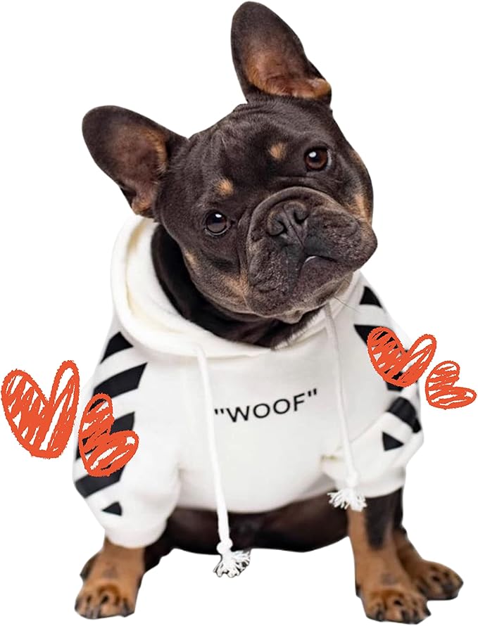 ChoChoCho Stylish Dog Hoodie Dog Clothes Streetwear Cotton Sweatshirt Fashion Outfit for Dogs Cats Puppy Small Medium Large (4XL, White)