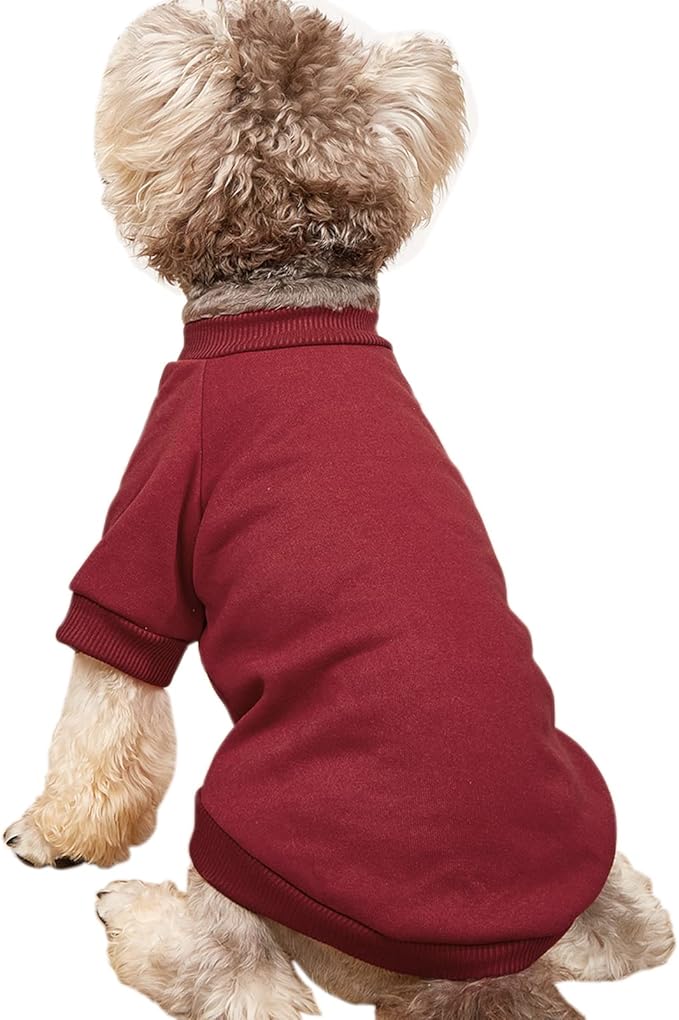 Puppy Sweater for Small Dogs Clothes Warm Winter Cat Clothe Pet Sweatshirt Knitwear Doggie Kitten Clothing, Wine, Small