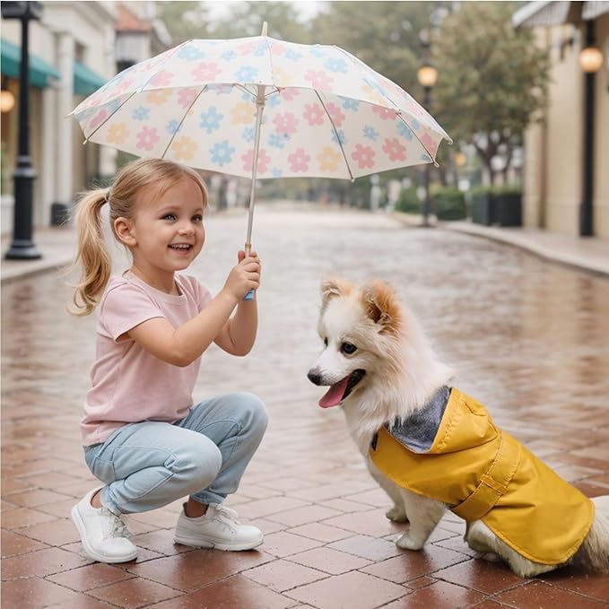 Dog Raincoat Small Dog Rain Jacket Poncho Waterproof Pet Rain Suit for Puppy Small Dogs Cats Double Layer Breathable Lining Hooded Leash Hole Adjustable,Yellow,XS