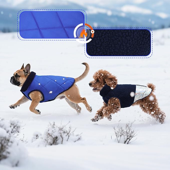 EMUST Dog Feece Jacket, Soft Dog Vest Warm Cold Weather Coats for Small Medium Dogs Boy or Girl for Fall Winter, Royal Blue, L