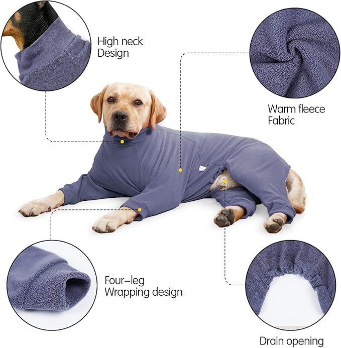 Dog Winter Coat,Warm Dog Jacket,Puppy Polar Fleece High Collar Full Body Snowsuit,Comfort Windproof Sweater(Grey,Small)