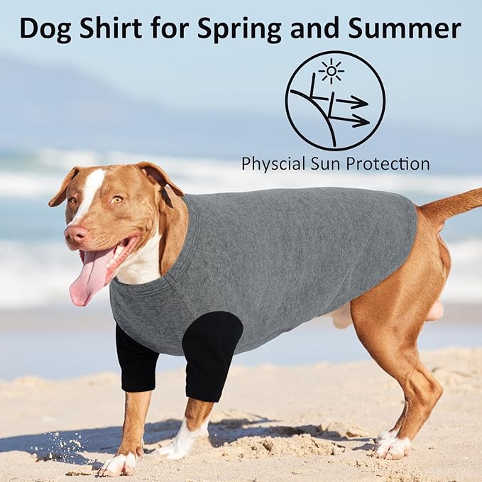 IKUPUKO 2 Pack Dog T-Shirts for Extra Large Dogs Soft Breathable Cotton Shirt Shedding Control Clothes for Great Dane, Summer Hot Weather Walking, Seaside, Park Play, XXXXXL