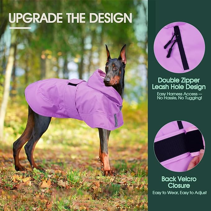 Kuoser Dog Raincoat, Waterproof Dog Rain Jacket with Clear Hooded Double Layer, Lightweight Reflective Dogs Rain Coat with Adjustable Belly Strap, Rain Coats for Small Dogs Outdoor Wear, Pink S