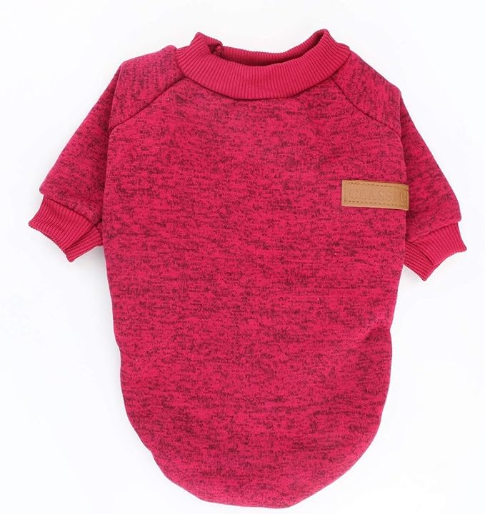 Idepet Pet Dog Classic Knitwear Sweater Fleece Coat Thickening Warm Pup Dogs Shirt Winter Dog Cat Clothes Puppy Customes Clothing for Small Dogs (XXS， WineRed)