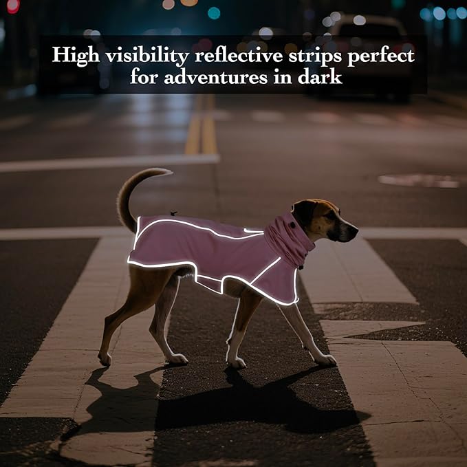 Reflective Dog Raincoat, Windproof & Waterproof Dog Rain Jacket, Adjustable Hooded Pet Poncho with Leash Hole for Small, Medium, Large Dogs(S-2XL) (Pink, Small)
