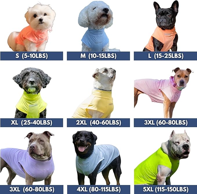 Spark Paws Sunblock Dog T-Shirt, SPF30 Protection, Lightweight Breathable Quick Dry for Dogs with Sensitive Skin - Purple & Peach (Set of 2) - 5XL