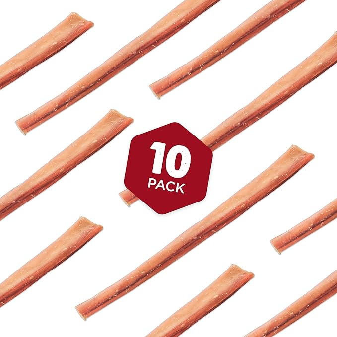 Best Bully Sticks Natural Jumbo Bully Sticks for Large Dogs - 12 Inch, 10 Count (Pack of 1) - 100% Free-Range Grass-Fed Beef, Single-Ingredient, Grain and Rawhide Free Long Lasting Dog Chews