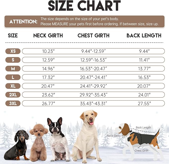 BRKURLEG Dog Winter Coat, Warm Dog Jackets for Small and Medium Large Dogs, Reflective Adjustable Pet Cold Weather Coats, Waterproof Windproof Dogs Snow Jacket Clothes Warm Vest (L, Khaki)