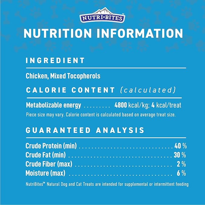 Nutri Bites Freeze Dried Chicken Dog & Cat Treats, 4 oz | Healthy Pet Training Treats or Food Topper | All Natural, 1 Single Animal Protein, High Protein (Pack of 2)