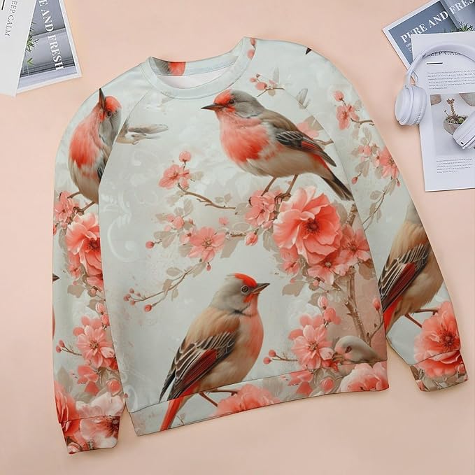 Womens Long Sleeve Tops Y2k Japanese Art Print Sweatshirts Fall Pullover for Women Crewneck Vintage Shirts Boho Tops