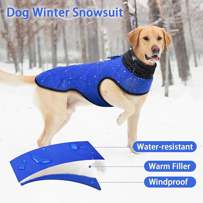 MIGOHI Lightweight Dog Coat, Windproof Dog Jacket, Puffer Jacket for Small Dogs, Padded Vest with Reflective Strips, Warm Snow Vest in Cold Weather, Easy On Hook & Loop Belly, Blue, XS