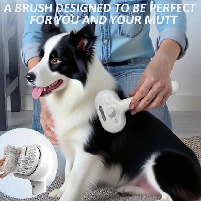 Fresh Fur Shower Brush, 3-in-1 Self-Cleaning Steamy Pet Brush for Dogs & Cats – Grooming Tool for Long & Short Hair, Removes Loose Hair and Reduces Shedding (Pink)