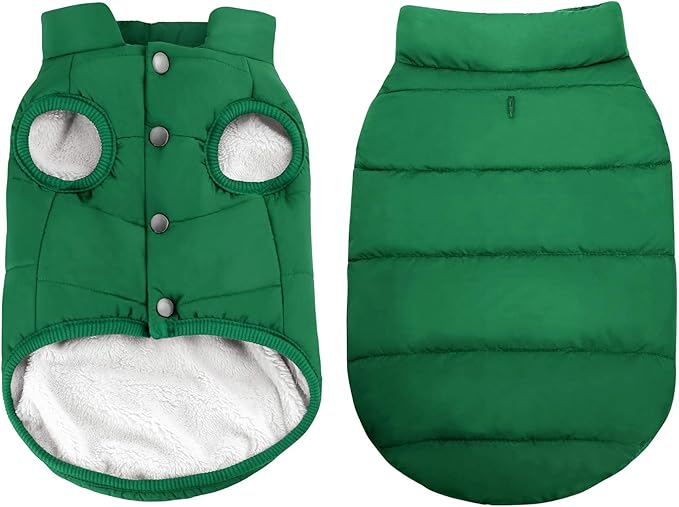 ASENKU Dog Winter Coat - Waterproof Windproof Dog Jacket, Warm Snowproof Doggie Puffer Vest for Cold Weather, Lightweight Snow Coats for Small Medium Large Dogs (2XL, Green)