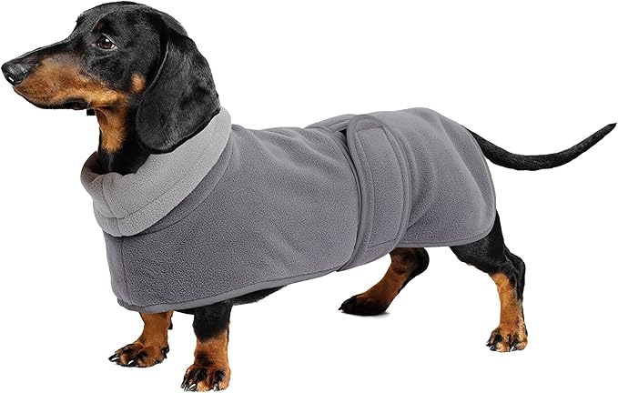 Geyecete Dachshund Sweaters for Dogs Dog Jacket,Dachshund Coat Perfect Dog Winter Coat with Padded Fleece Lining and high Collar,Dog Snowsuit with Adjustable Bands Sizes-Gray-S