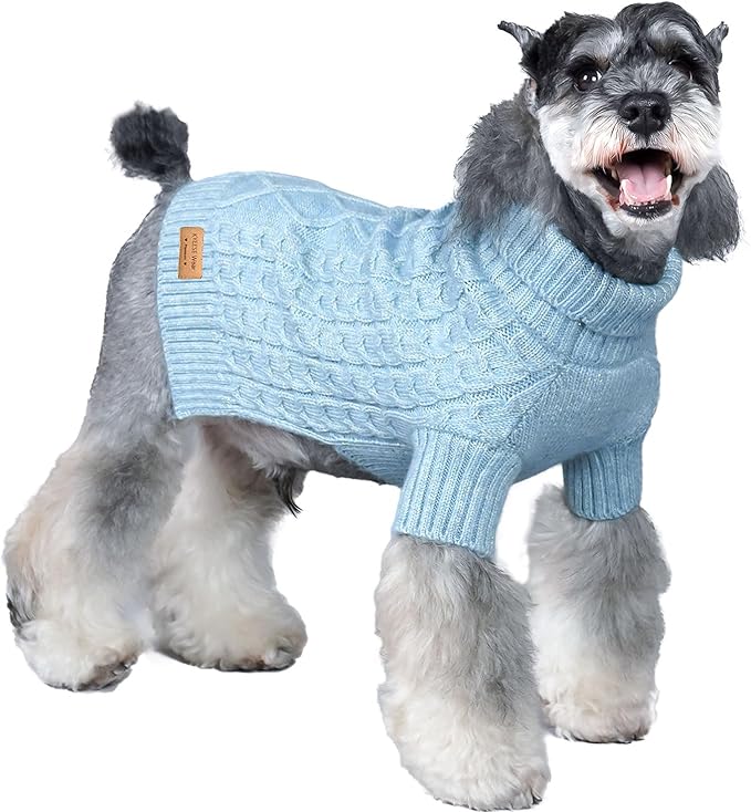 KYEESE Dog Sweater for Medium Dogs, Long Sleeve Pet Coats Soft Pets Sweater Medium Size Dog Turtleneck pet Sweater Warm Dogs Clothes for Cold Weather, Blue, XX-Large