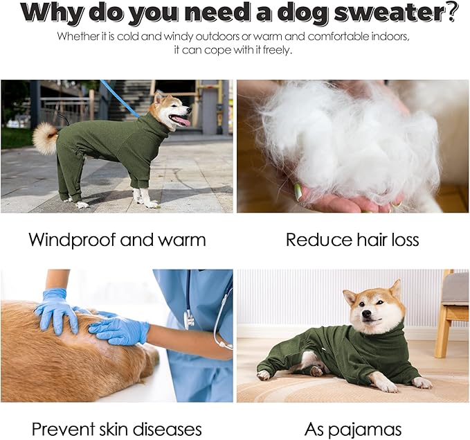 Dotoner Pullover Dog Sweater High Collar with Leash Hole Cold Weather Vest for Dogs Dog Winter Clothes for Indoor and Outdoor Use Long Sleeve Dog Sweatshirt Dog Clothes for Large Dogs