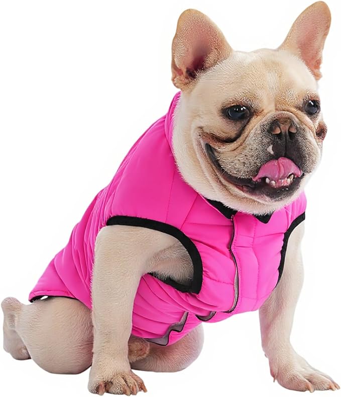 PetWarm Reversible Dog Winter Coat, Windproof Dog Puffer Vest, Soft Vest for Dogs with Hook-and-Loop Strap for Easy Dressing, Waterproof Coat for Dogs with Adjustable Fit, Pink, 2XL