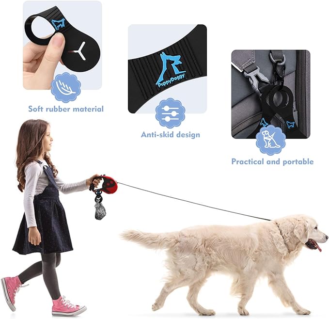 PuppyDoggy Dog Poop Bag Holder for Leash Waste Bag Carrier Dog Poop Bag Dispenser for Walking Running Bicycle Accessory 2 Pieces (Black + Light Green)