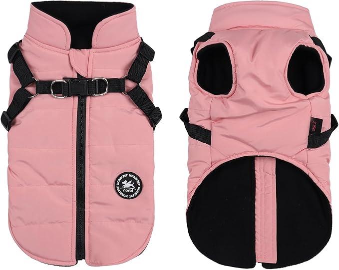 Norbi Dog Winter Jacket - Adjustable, Built-in Harness, Warm Coats for Small to Large Dogs in Cold Weather