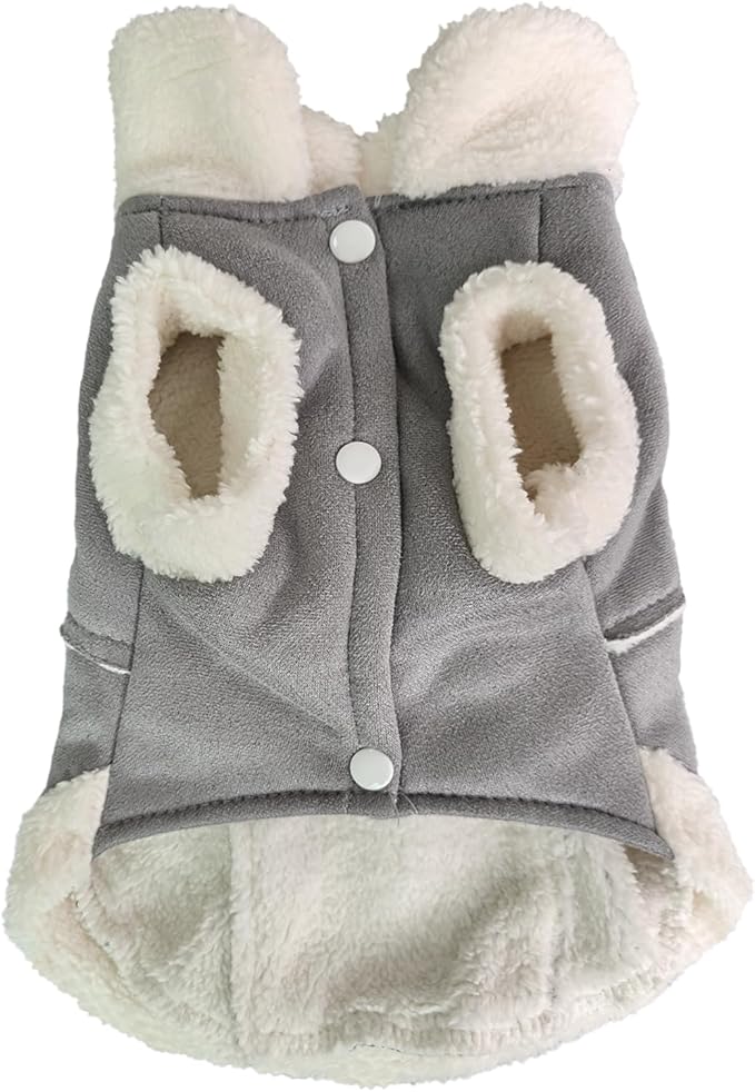 Jecikelon Bowtie Dog Cold Weather Coat Fleece Lining Warm Pet Puppy Turtleneck Dogs Winter Clothes for Small Dogs with D-Ring (Gray, X-Small)