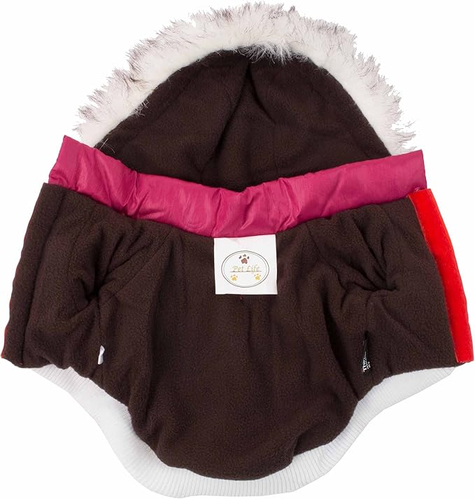 PET LIFE Classic Metallic Fashion Pet Dog Coat Jacket Parka w/ 3M Insulation and Removable Hood, X-Small, Metallic Pink