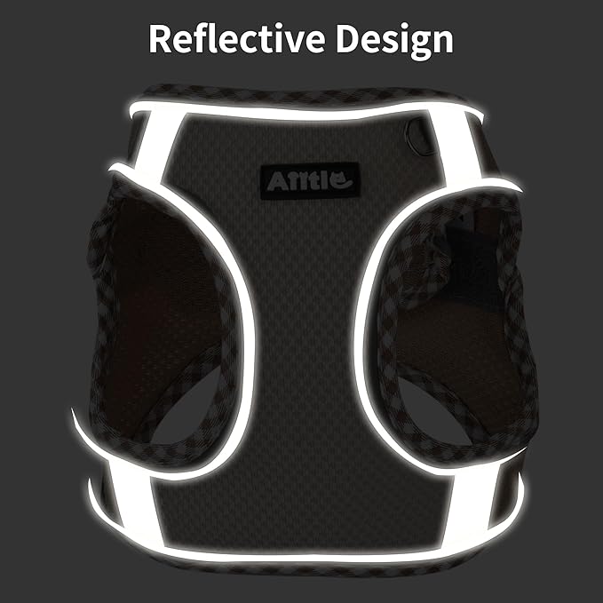 AIITLE XXS Dog Harness & Leash Set - Breathable Reflective No-Choke Small Dog Harness for Teacup Puppies, Indoor/Outdoor Use - Boston Terrier, Maltese, Chihuahua(Black, XXS)