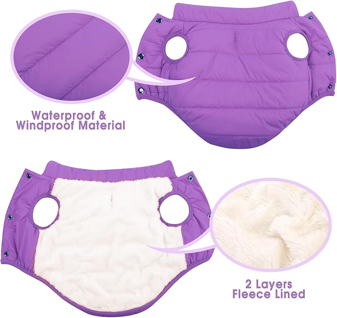 ASENKU Dog Winter Coat - Waterproof Windproof Dog Jacket, Warm Snowproof Doggie Puffer Vest for Cold Weather, Lightweight Snow Coats for Small Medium Large Dogs (Purple, M)