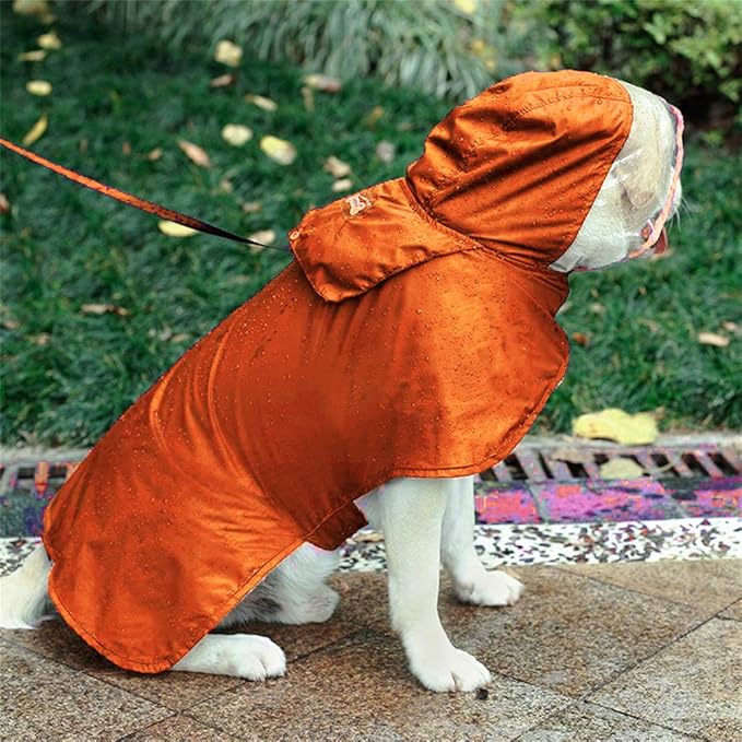 Pet Raincoat Packable Hooded Dog Rain Jacket Reflective Strips Lightweight Adjustable Poncho for Small Medium Large Dogs Orange M