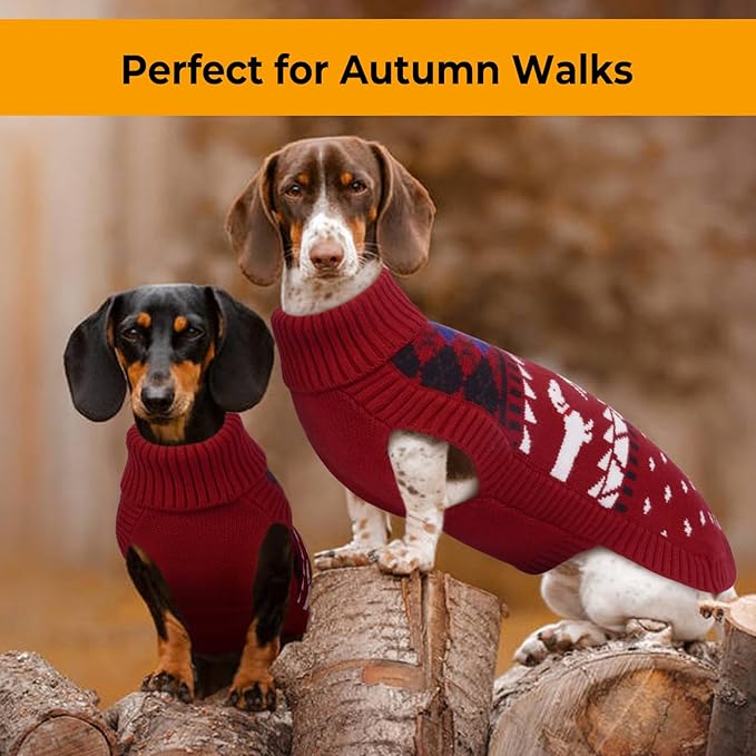 Lelepet Dachshund Sweater, Turtleneck Dog Sweaters for Small Dogs, Warm Pullover Knitted Pet Coat, Cold Weather Dachshund Clothes, Fall/Winter Cozy Outfit (XS-XL)