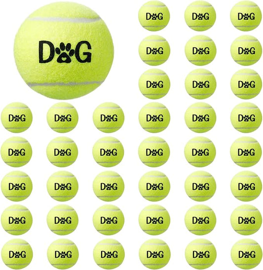 40 Pack Tennis Balls Dog Toys Bulk 2.5 Inch with Carry Bags, Easy Catching Interactive Fetch for Pet Puppy Small Medium Large Dogs Training Exercise and Practice