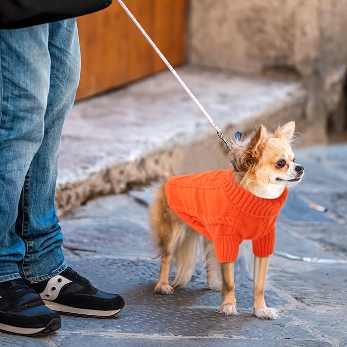 Queenmore XXL Dog Sweaters,Large Dog Sweater for Pitbull Doberman,Warm Turtleneck Knitted Big Pet Sweater for Male Femal Dogs,Extra Large Size Pet Winter Clothes (Orange,2XL)