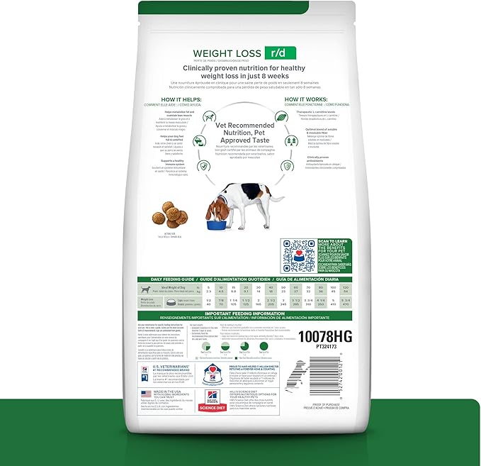Hill's Prescription Diet r/d Weight Loss Chicken Flavor Dry Dog Food, Veterinary Diet, 27.5 lb. Bag