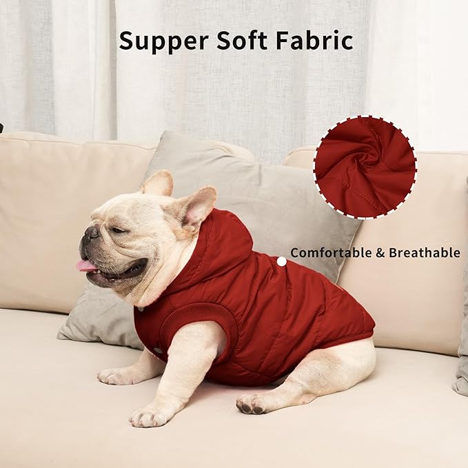 Fleece Lining Extra Warm Dog Hoodie in Winter for Large Dogs Jacket Pet Coats with Hooded,Red XXL