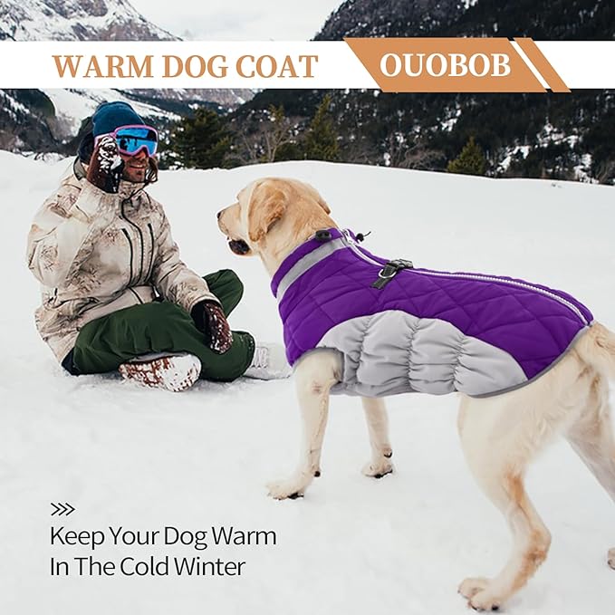 Small Dog Coat,Dog Jackets for Small Dogs,Warm Winter Jacket, Puppy Coat with Harness Built in,Waterproof Dogs Jacket,Puppy Cold Weather Coats,Pet Winter Clothes Snowsuit Shih Tzu Bichon,Purple