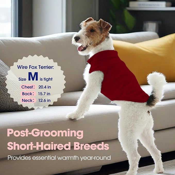 FUAMEY Dog Fleece Vest for Large Dogs,Warm Stretchy Dog Sweatshirts Pullover with Leash Hole Dogs Sweater Soft Pet Turtleneck Cozy Pet Vest Lightweight Sleeveless Red XL