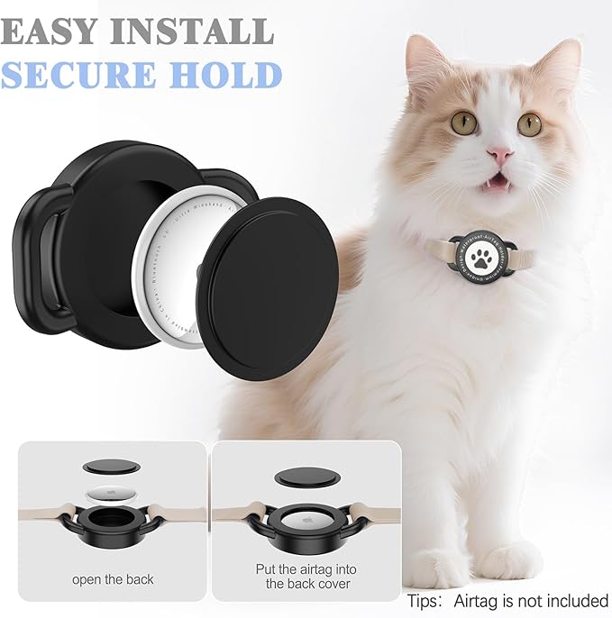 Airtag Cat Collar, Stretchy Kitten Collar with Apple Air Tag Holder, Lightweight and Comfortable, Ultra Elastic GPS Cat Collars for Cats Kittens and Puppies, 8-12.5 inch, Khaki