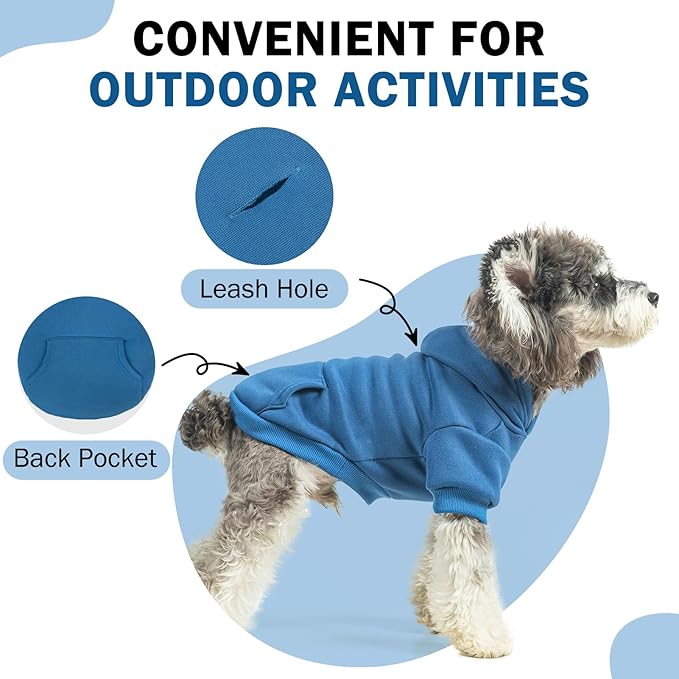 SCENEREAL Dog Hoodie Sweaters for Small Medium Large Size Dogs, Fleece Dog Sweatshirt with Hat and Pocket,Soft Cold Winter All Weather Dog Clothes for S to XL Sized Dogs, Blue XL