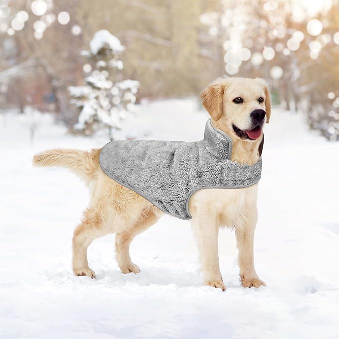 Malier Dog Winter Coat, Reversible Fleece Dog Cold Weather Coats, Windproof Warm Snow Puppy Jacket Vest Pet Clothes for Small Medium Large Dogs (Gray, Small)